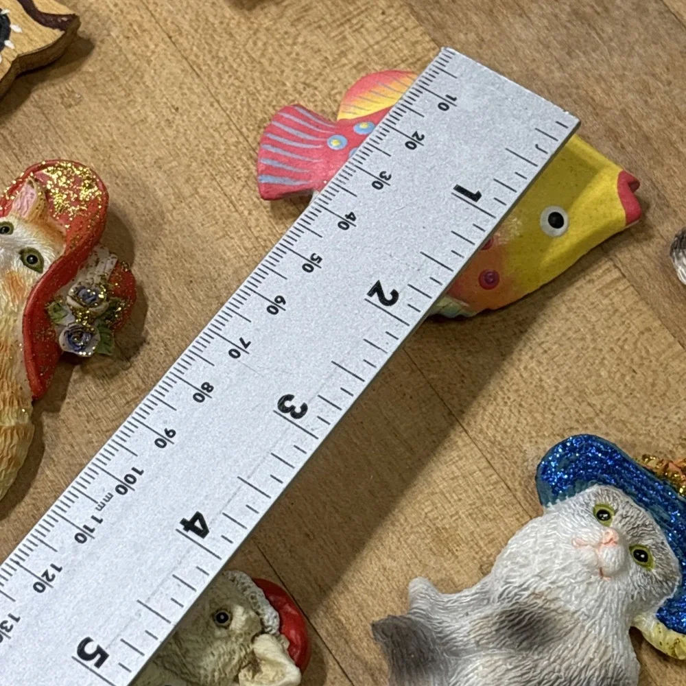 Lot of 16 Vintage Fridge Magnets MCM Farmhouse Cottagecore Owl Angel Cat Fish